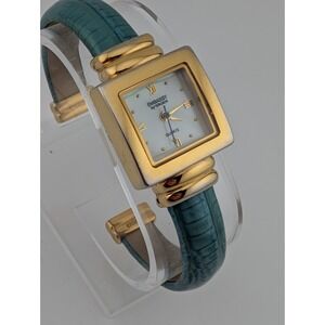 Embassy by Gruen Watch Women MOP Dial Gold Case Blue Leather Bangle- New Battery